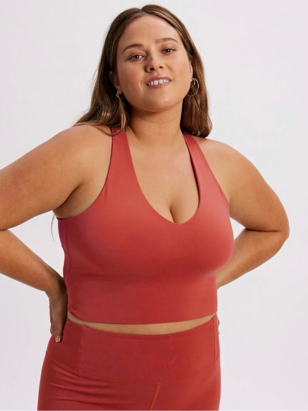 girlfriend collective Zoe Float Longline Sports Bra - Rust
